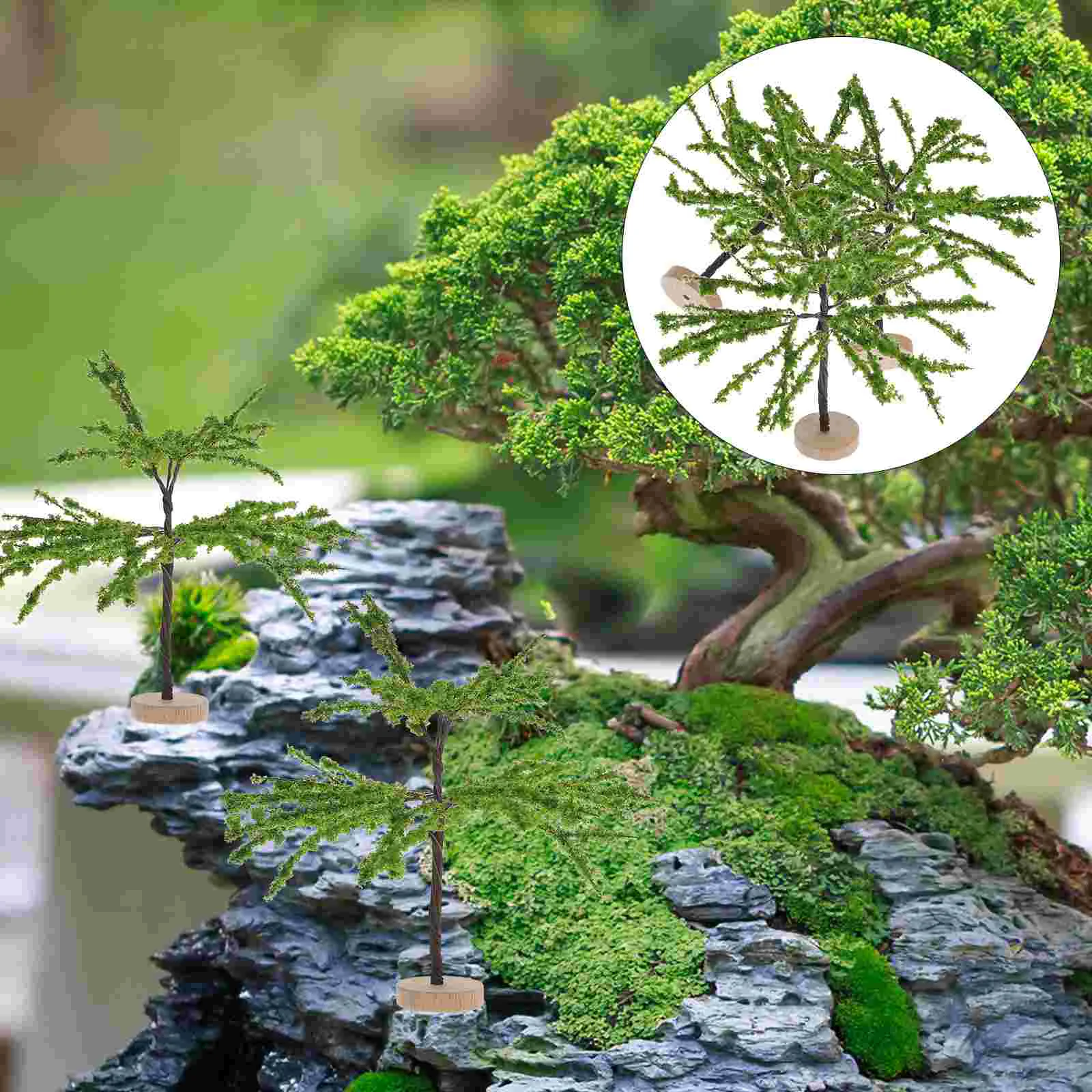 3 Pcs Simulated Mini Tree Artificial Miniature Street Trees Model Little Decor Garden Train Plastic Adornment Landscape