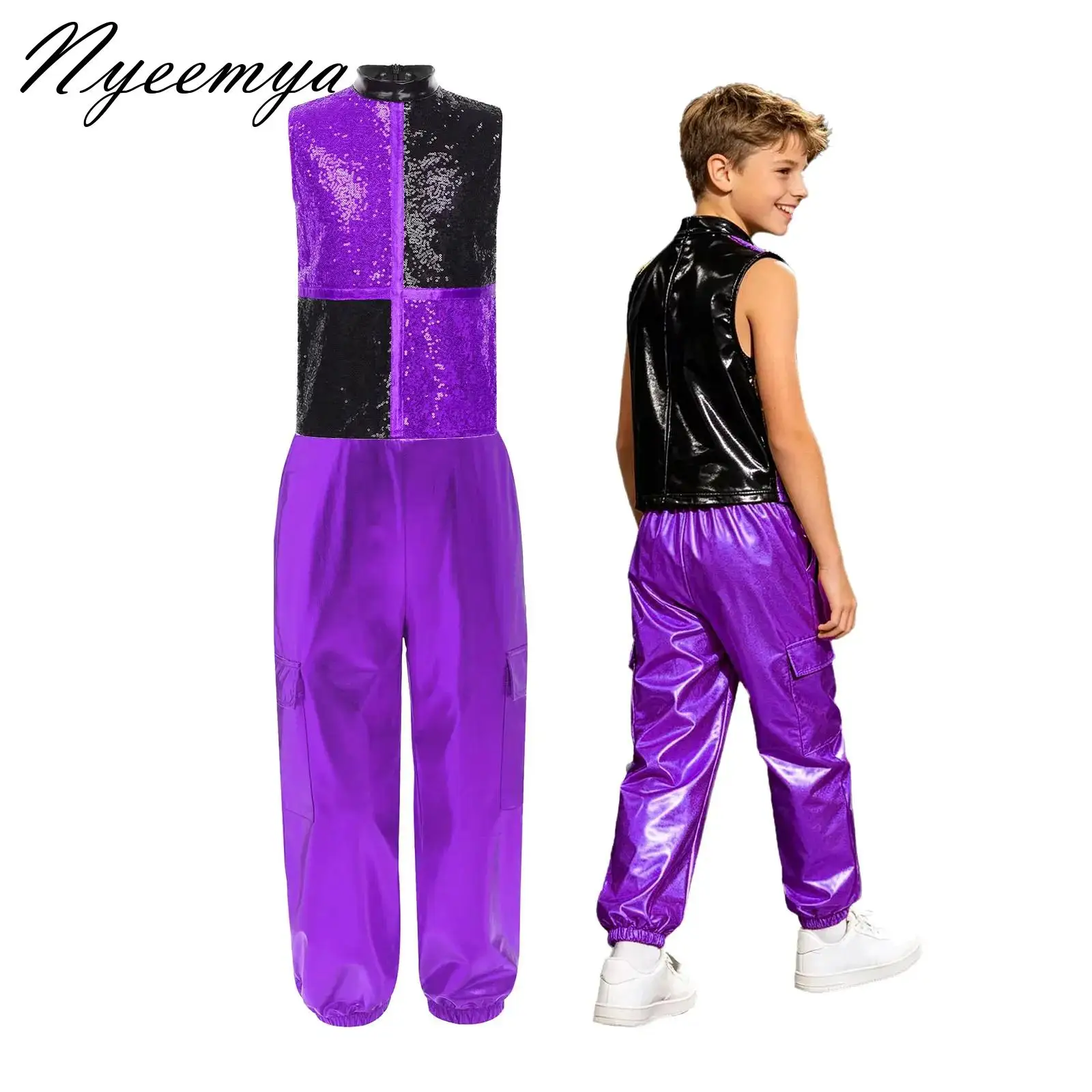 

Hip Hop Clothes Set Sequins Costume Boys Girls Jazz Dance Performance Outfits Stage Clothing Children's Modern Dance Drum