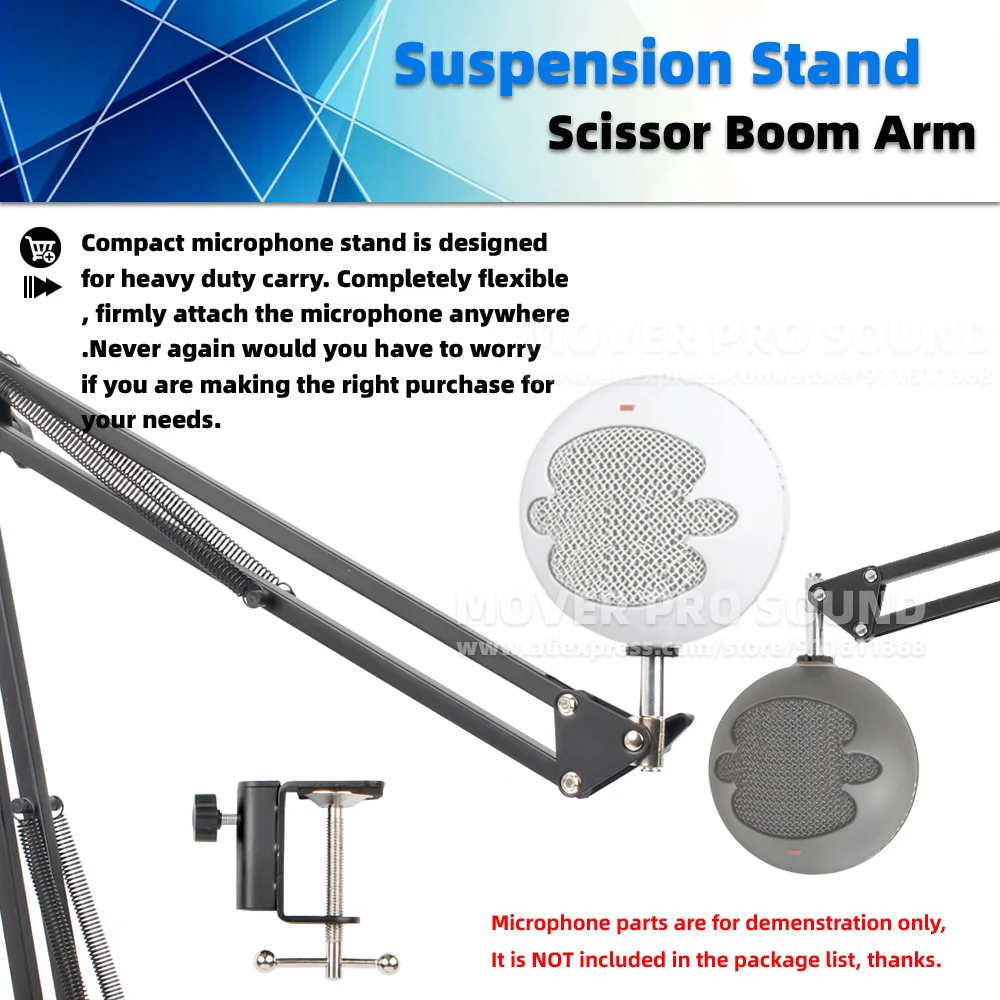 For BLUE SNOWBALL ICE Microphone Stand Desk Top Mount SNOW BALL Mike Holder Tabletop Suspension Boom Arm Mic Crane Scissor Rack