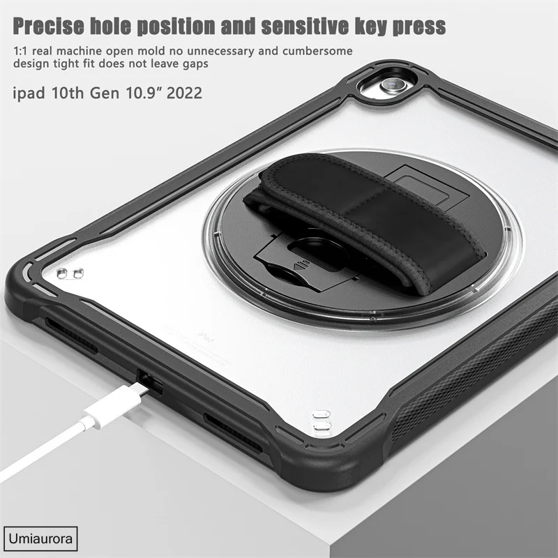 Funda protectora a prueba de golpes para tableta, cubierta con rotación y correa de mano para IPad de 10. ª generación 10,9 7 8th 9th Gen 10,2 Air2 9,7 pulgadas 2018