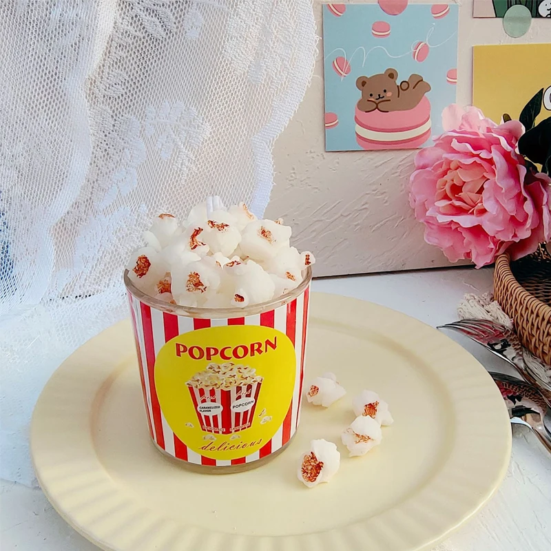 Simulation Popcorn Aromatherapy Candle Cup Candles Pop Corn Decoration Ornament Handmade Soy Wax Creative Gift for Girlfriend