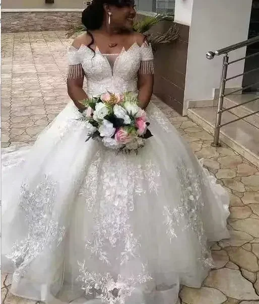 

Customized Custom Made African Woman Bridal Lace Vestido De Amazing Dress Wedding Gown Bridal 2025