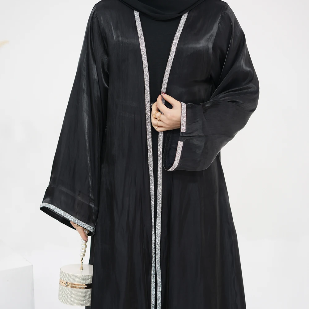 Abaya da festa lucido e trasparente, donne musulmane kimono, abbigliamento islamico turco Dubai, abito da sera, Ramadan (senza interno, senza