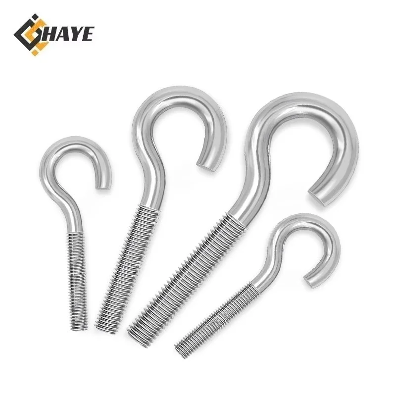 

304 Stainless Steel M4 M5 M6 M8 M10 Open Mouth Eyebolts C Shape Hook Screws C Cup Hook Screws