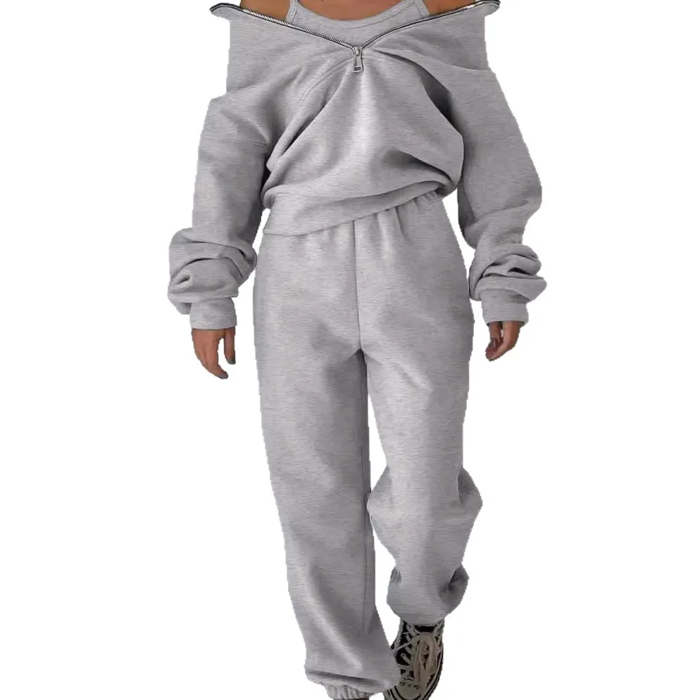 Neues 2025, Damen-Set Faion Fce Spor, lässig, T-Stück, lang, Swe, lange Hosen, Pendeln, Farbe, Herbstkleidung