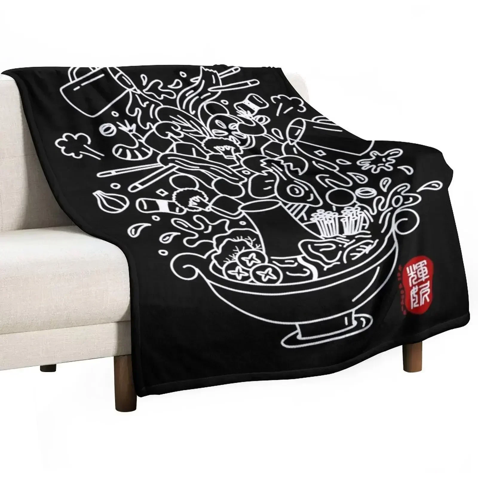 

Hot Pot (white) Throw Blanket funny gift manga Luxury Designer Blankets