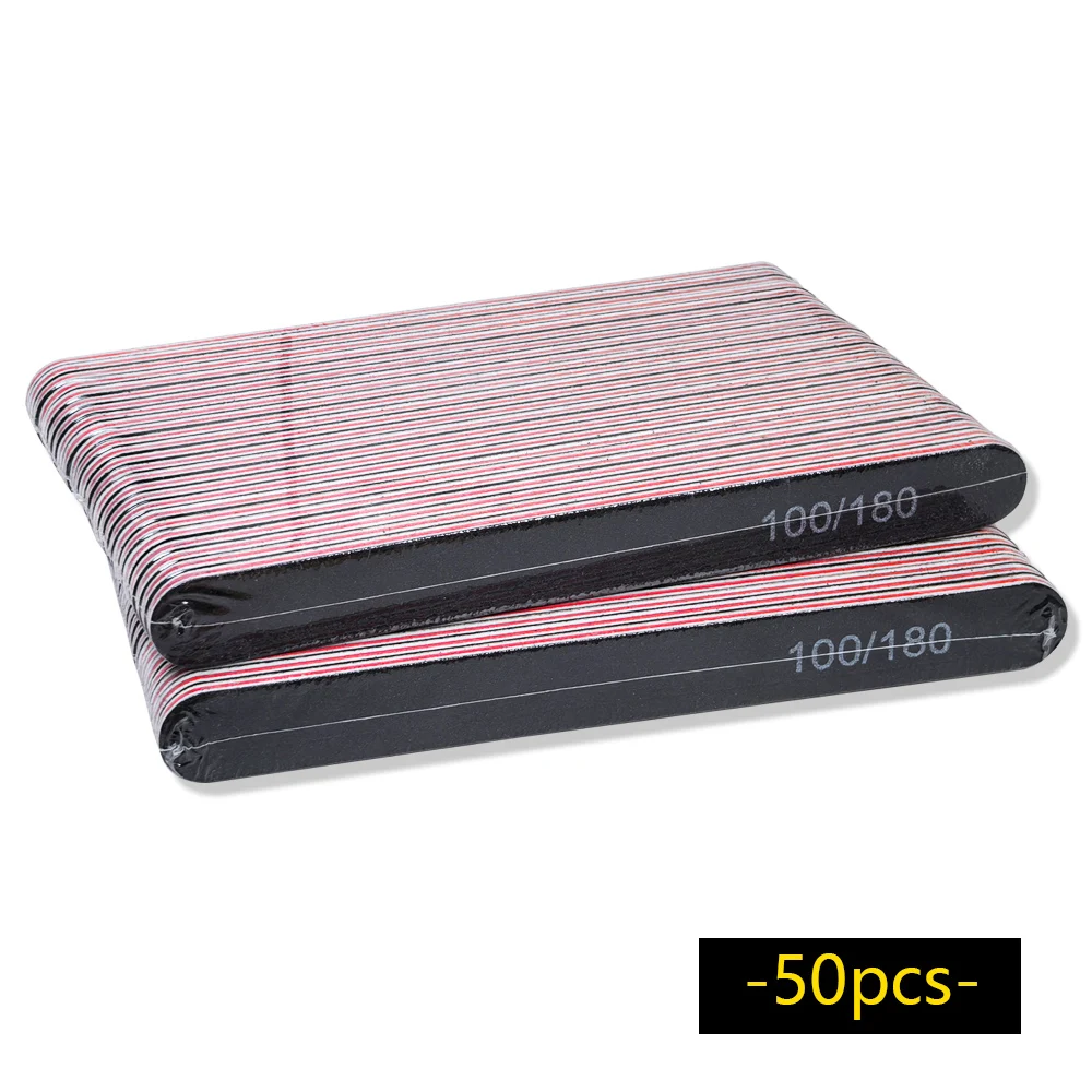 50 stücke Nagel Dateien 100/180 Grit Nagel Dateien Doppel Seite Schleifpapier Nagel Schleifen Schleifen Gel Nagellack Nagel Liefert maniküre Werkzeug