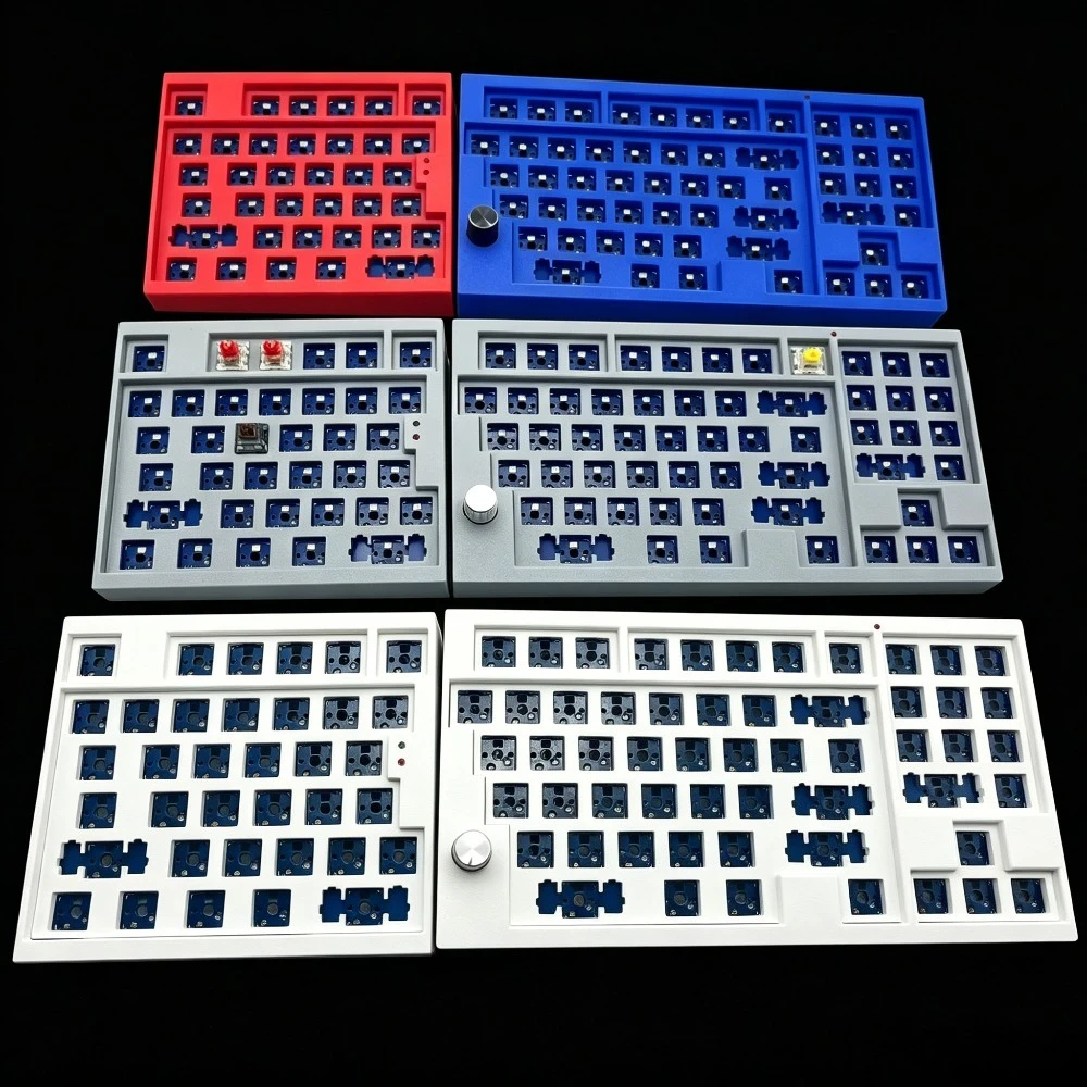 Split Keyboard 92Keys with Numeric Keypad Wired Knob LED Display Light Ergonomic Mechanical Keyboard Vial RGB Game Accessories