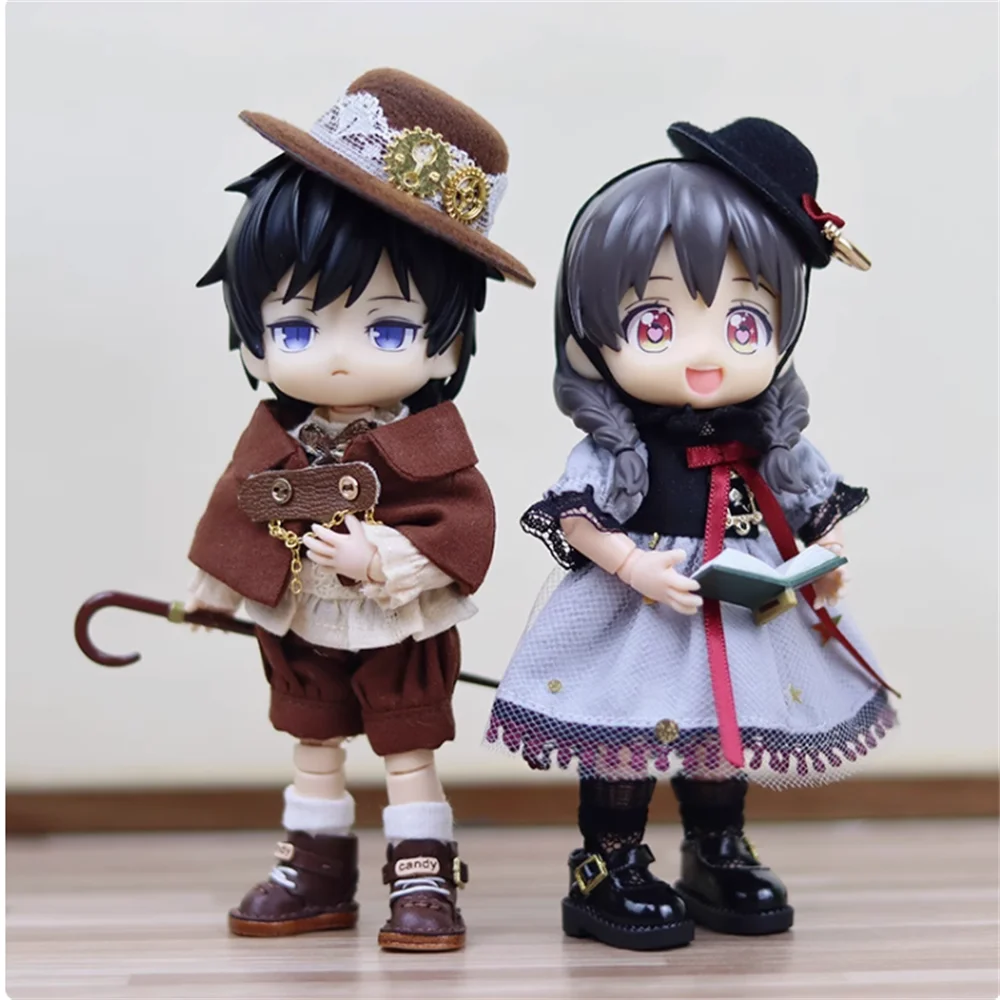 

1/12 12 Points Doll Clothes Fashion Punk Cape Clothes Pants Hat Set Model Accessories Fit OB11 Bjd Molly Body In Stock