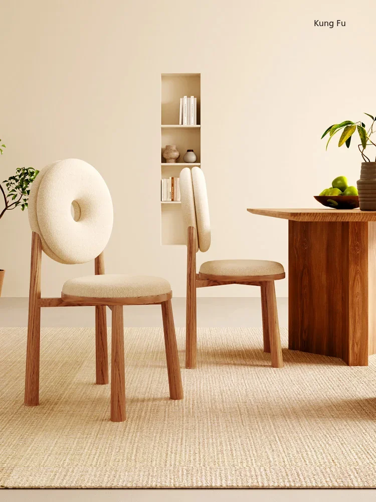 

Nordic Modern Dining Chair Bedroom Donut Cosmetic Chair Lambswool Furniture