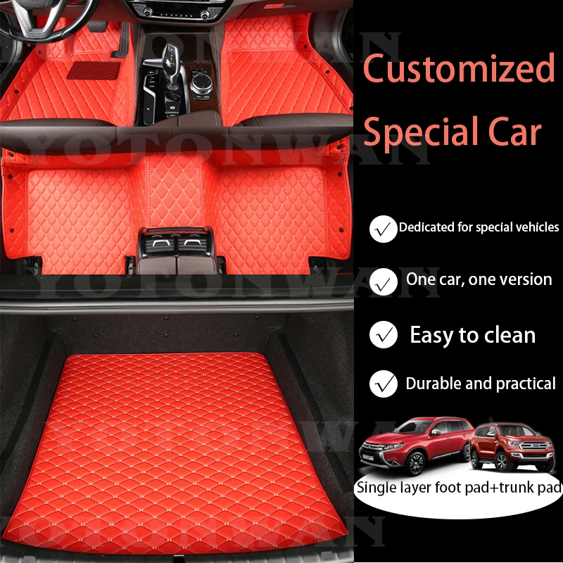 

Custom Leather Car Floor Mats + Trunk Mat For Renault All Models Captur Logan Kadjar Trafic Scenic Armrest Megane CarAccessories