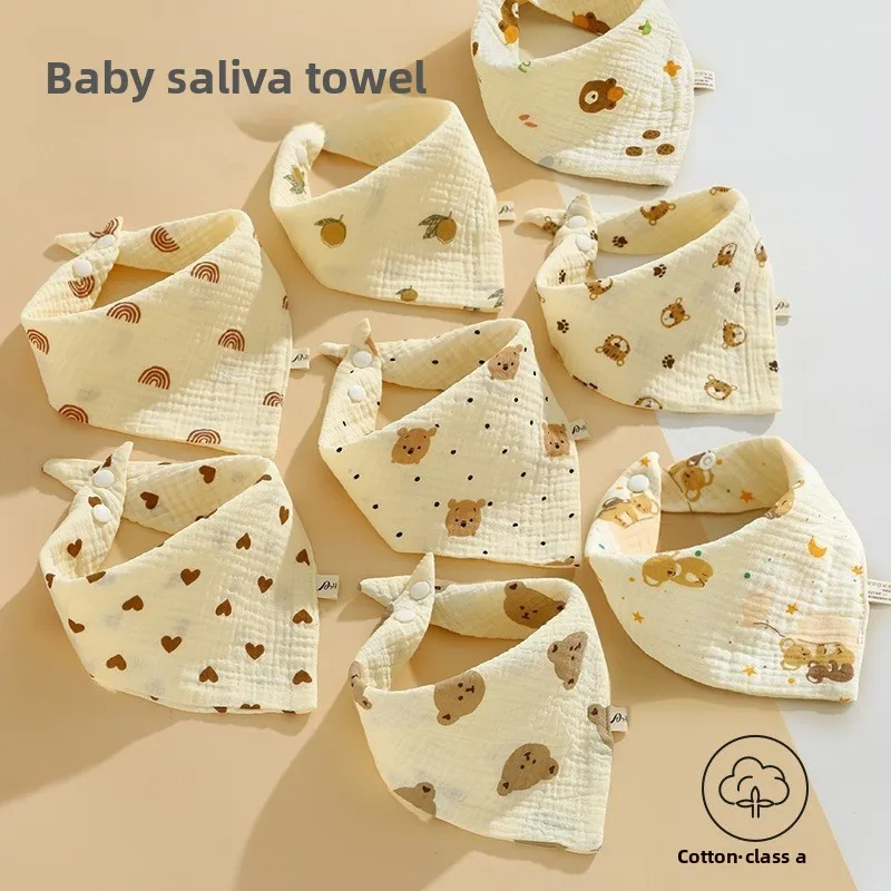 

Newborn Triangular Bibs for Boy Girl Cute Cartoon Toddler Mini Bibs Soft Cotton 4 Layer Lightweight Burp Cloths Accessories