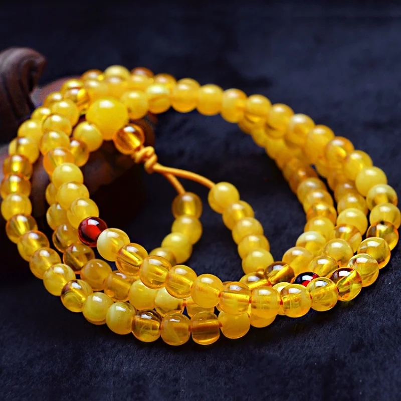 Second Generation Amber Beeswax Bracelet Flat round Bead 5x4mm Floating Salt Water Beeswax Bracelet Beeswax Bracelet Fashion Bra