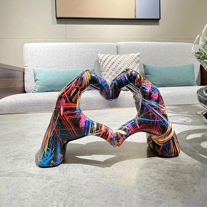Colorful Gesture Decoration, Love Finger Statue Modern, Modern Art Sculpture Personalized Finger Home Decoration