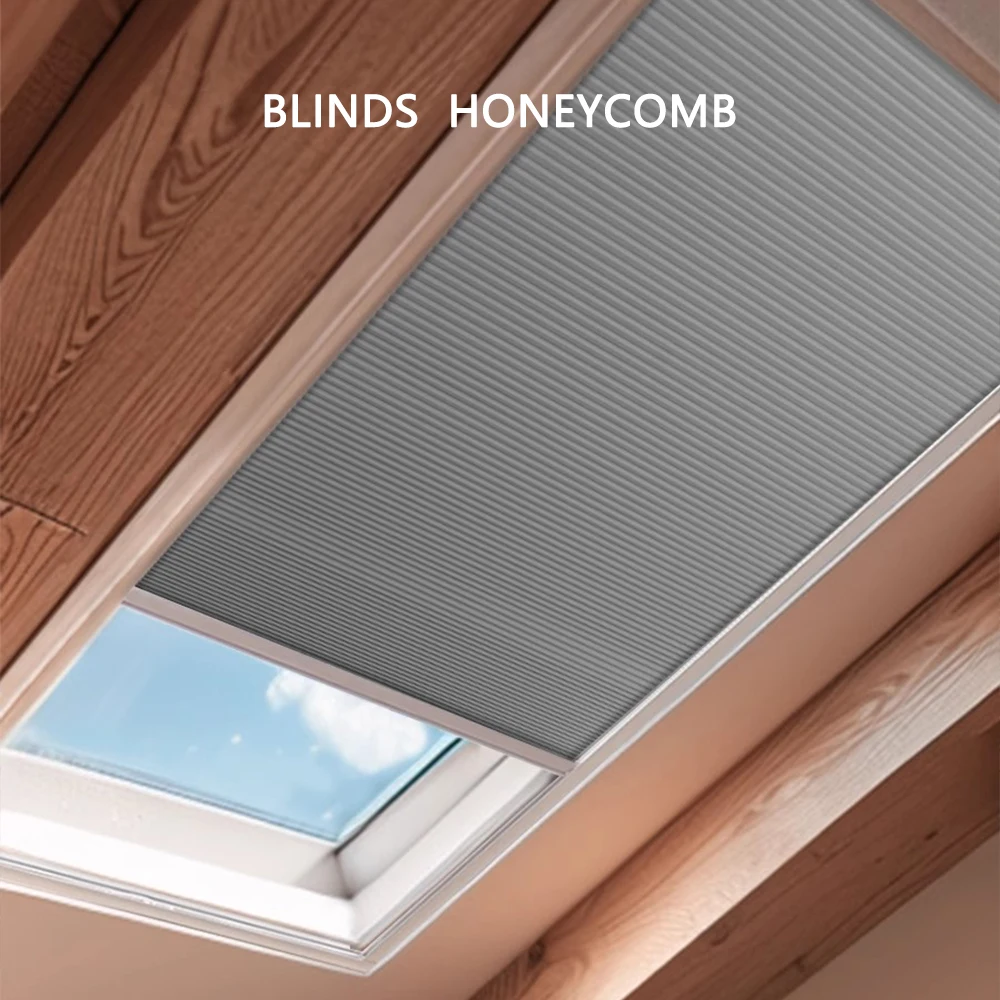 Motorized Skylight Roof Window Cellular Honeycomb Half Blackout Waterproof Blinds Curtain for Skylight  for Home Decoration