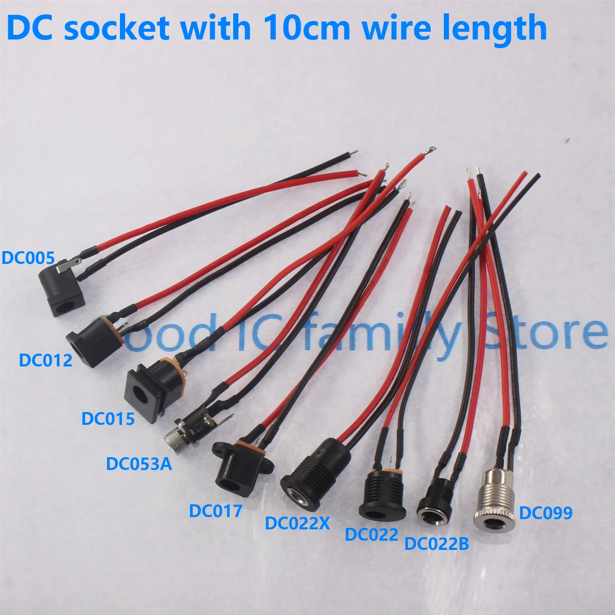2pcs DC socket welding processing DC5.5x2.1mm female with electronic wire and rubber shell DC005 DC022 customized welding wire
