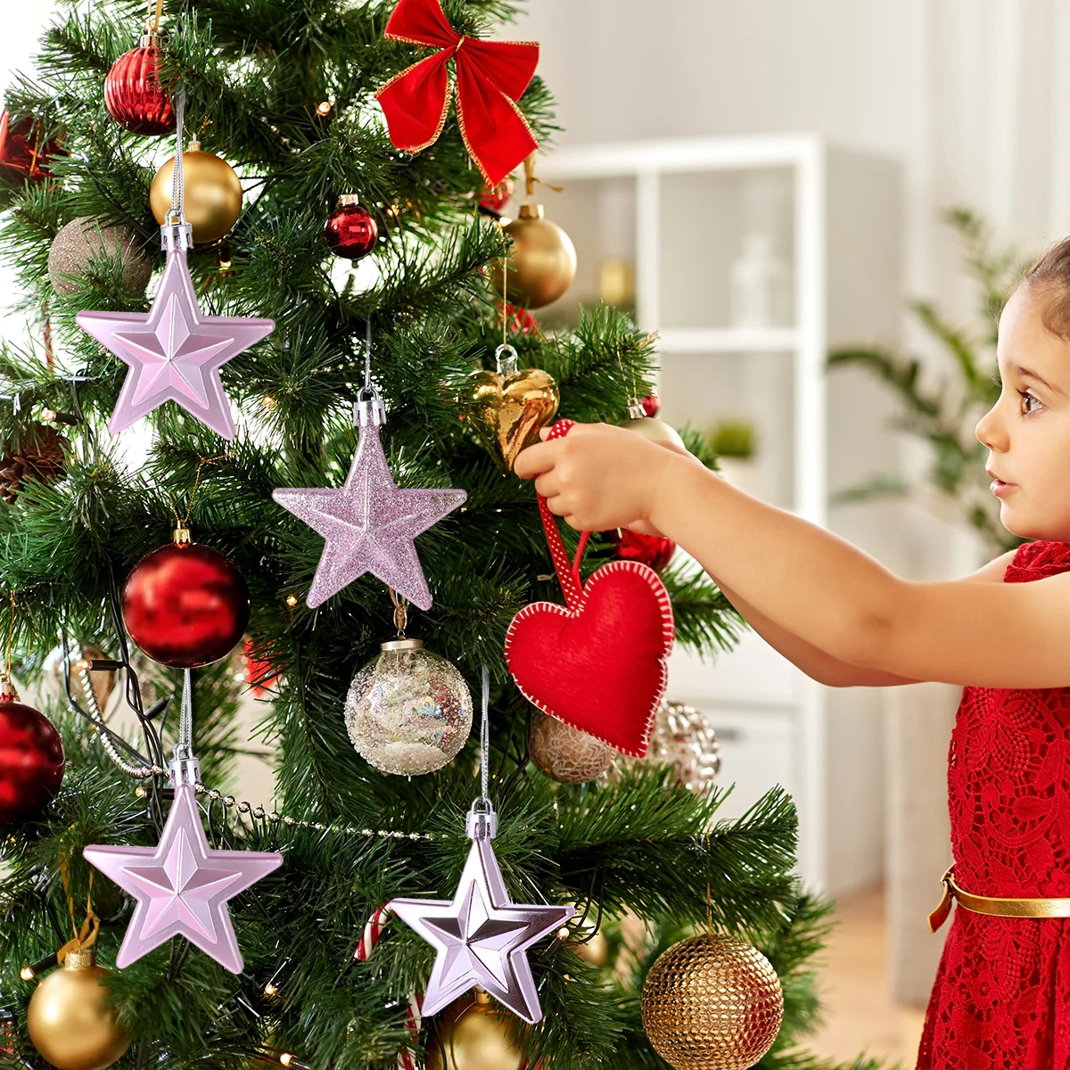 

18Pcs Christmas Plastic Star Decor Hanging Xmas Tree Ornament Eco Friendly Decorative Holiday Party Christmas Tree Ornament