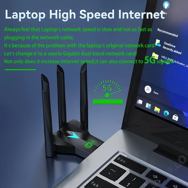 Upgrade 4 Antennas 1300Mbps WiFi USB 3.0 Adapter 2.4G/5GHZ Dual Band WiFi Dongle Wireless Network Card 802.11AC For Win 10/11