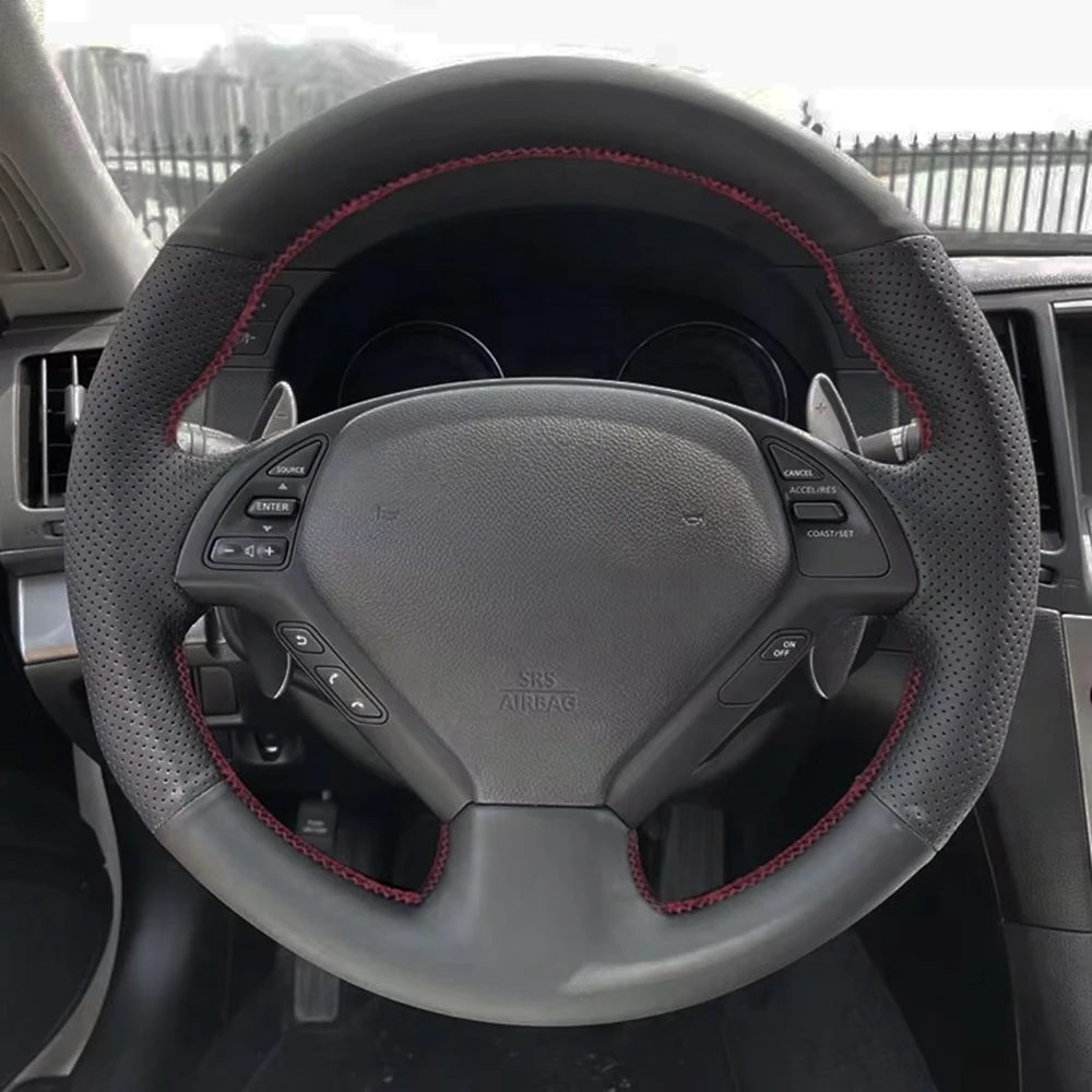 Car Steering Wheel Cover Microfibre Leather For Infiniti G37 G35 G25 EX35 EX25 EX37 Q60 QX50 2014 2015 Q40 IPL G Coupe 2013