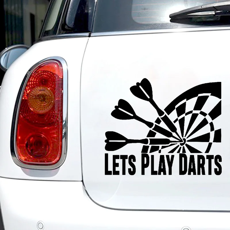 33642#Funny Decorative Vinyl Sticker Let's Play Darts Waterproof Decor on Truck Bumper Rear Window Without Background