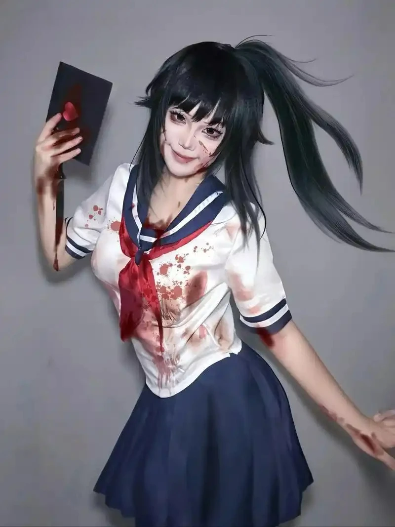 أزياء أيانو أيشي التأثيرية لعبة Yandere محاكي Yandere شعر مستعار تشان بدلة بحار المدرسة الثانوية Jk زي الحفلات النسائية كوس ملابس #2