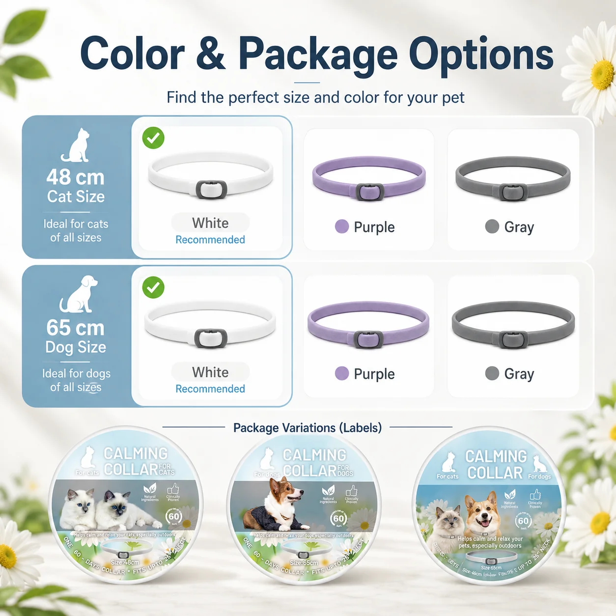 Pheromone Calming Collar For Cats Dogs Adjustable Comfortable Pet Collar Puppy Kitten Large Dog Accessories Soft Daily Use