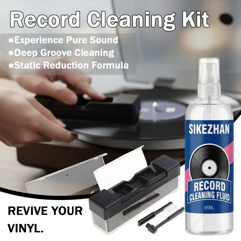 65ml Professional Vinyl Record Cleaner Spray Kit with Integrated Wash Brush Box for Deep Dirt and Dust Removal SIKEZHAN