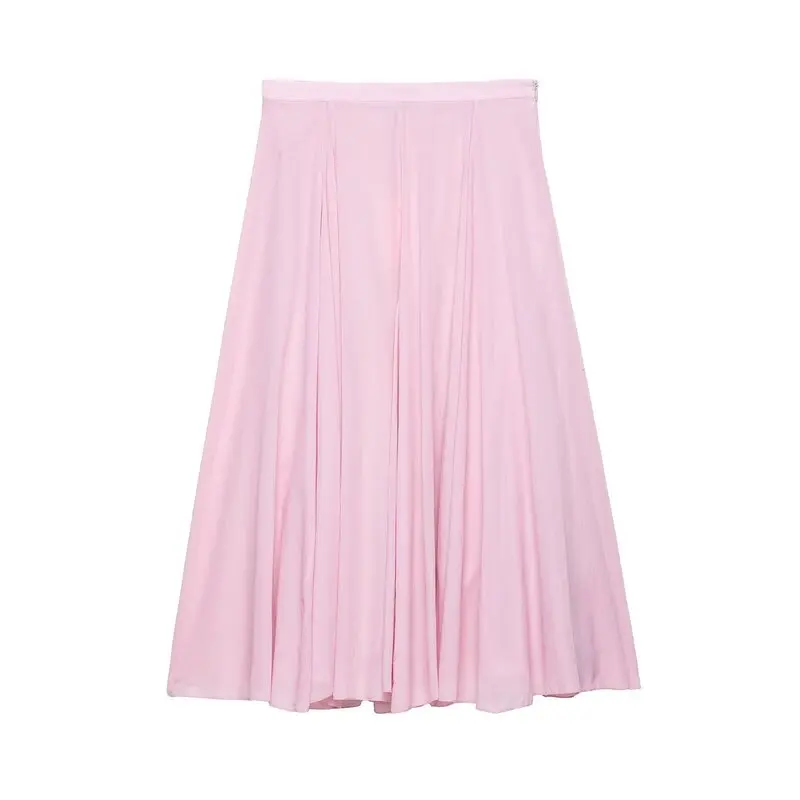 

Summer 2025 Women's Versatile Mid-Waist Cotton Long Wide-Hemmed Midi Skirt Faionable All-Match Sle l Waist Design