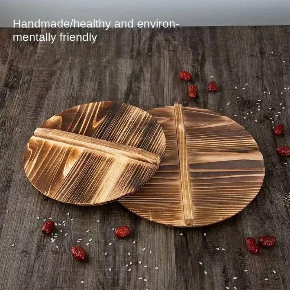 Traditionelle Universal Holz Topf Abdeckung 22-34 cm Runde Tanne Holz Topf Deckel Anti Verbrühungen Kochgeschirr Teile Küche zubehör