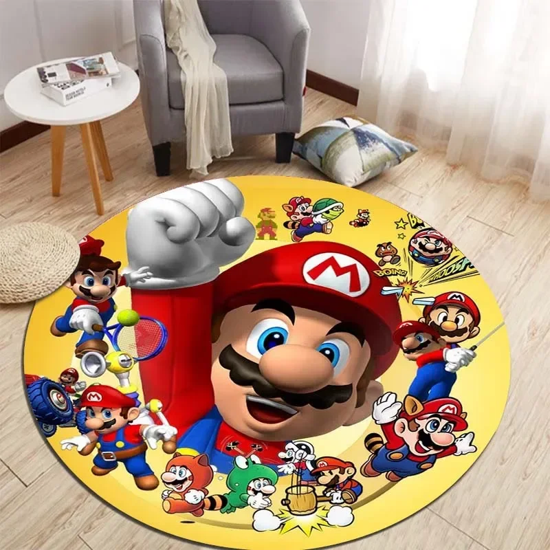 

Cartoon Mario Bros Round Printed Pattern Circular Carpet,Bedroom decorative Rug,Use non-slip floor in living room,Outdoors,Home