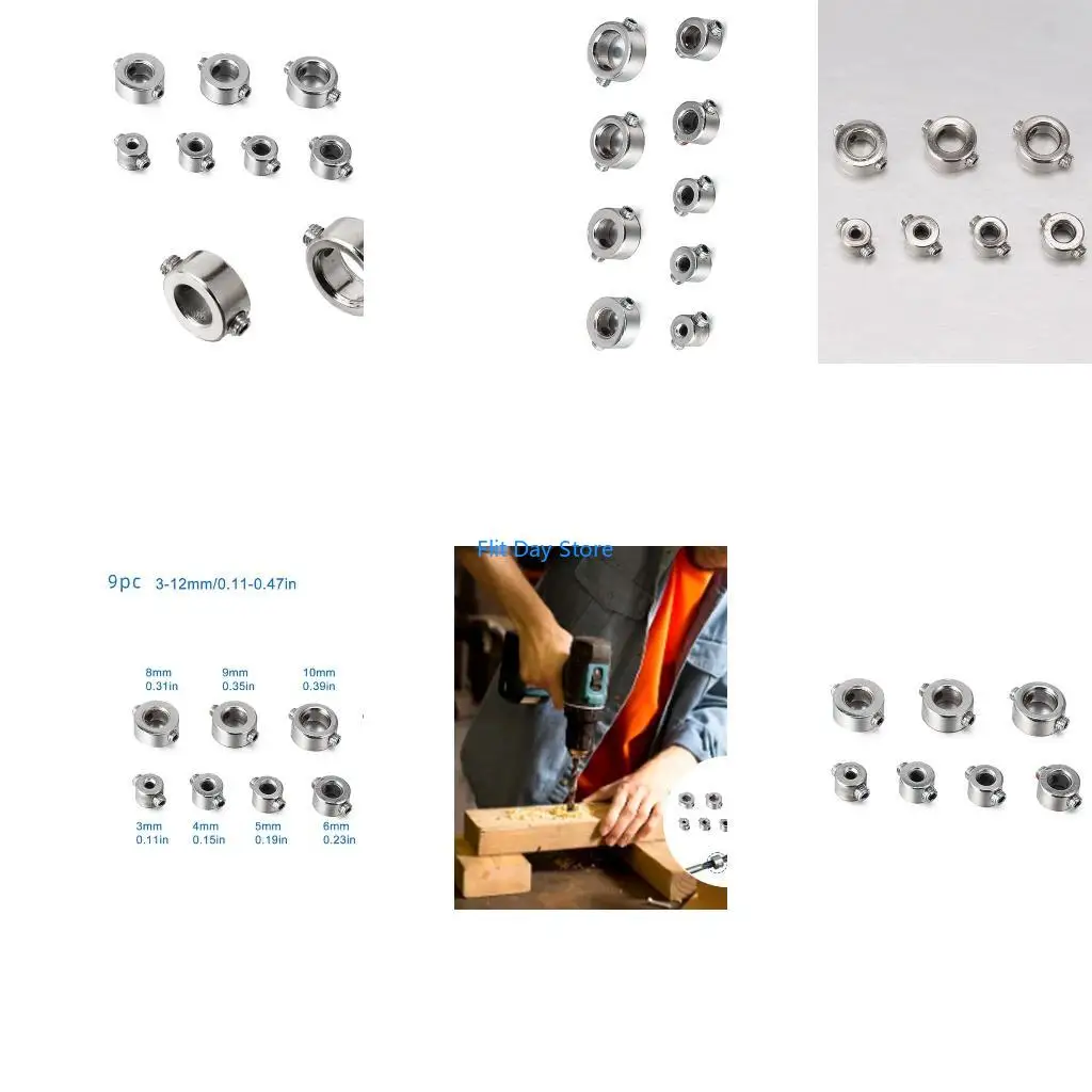 F92C 9Pieces Drill Depth Limiter Set Multifunctional and Practical for Accurate Drilling in Various Materials High Precisions