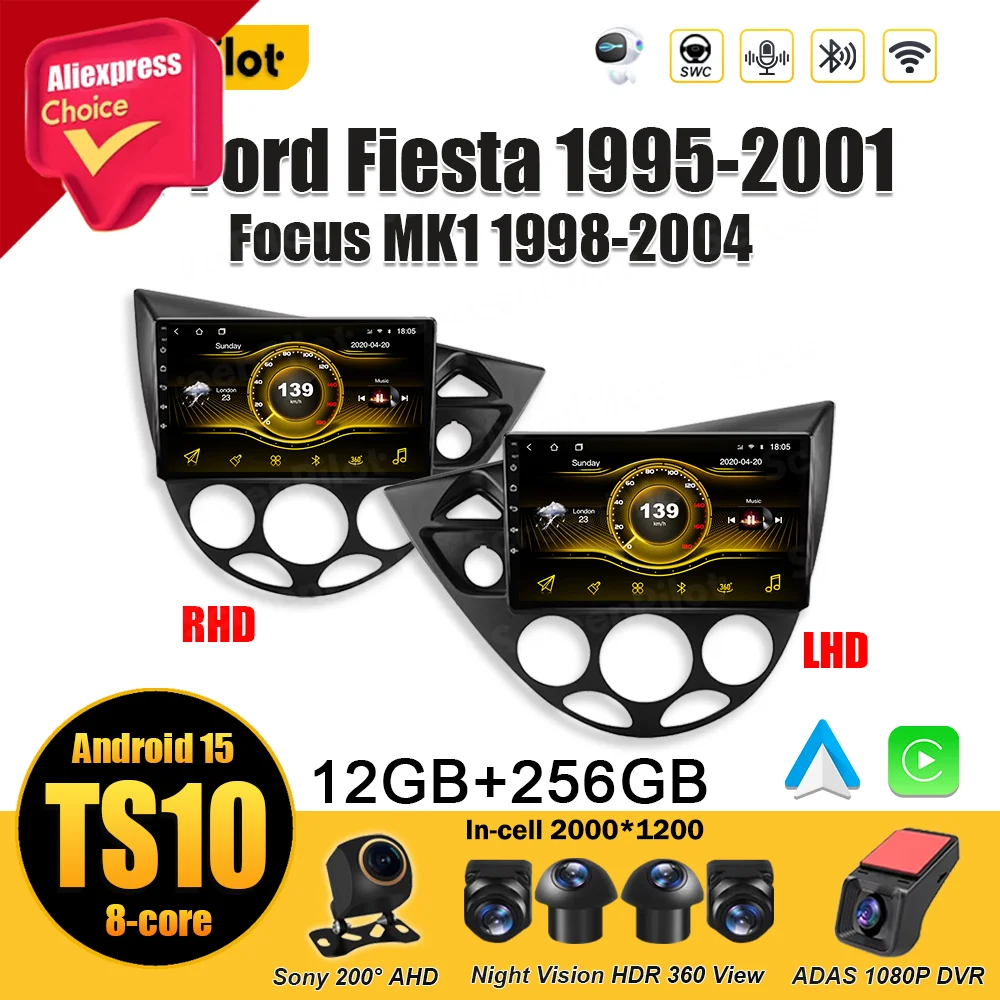 Android 15 Stereo Head For Ford Fiesta 1995 1996 1997 1998 - 2001 Focus MK1 1998 1999 - 2003 2004 Unit Multimedia GPS Navigation