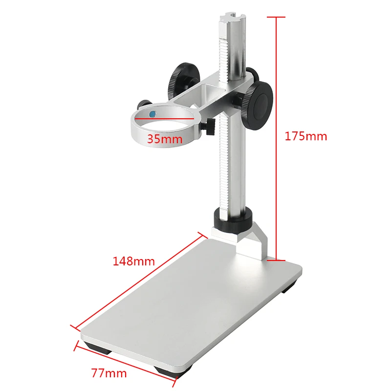 Universal 35mm Aluminum Alloy USB Digital Electronic Microscope Stand Adjustable Holder Bracket Lifting with LED bottom lighting