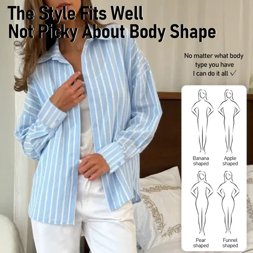 Imagen 2 del producto Otoño e Invierno nueva camisa a rayas de manga larga para mujer Casual fecha salidas reuniones reuniones de negocios camisa de trabajo de oficina