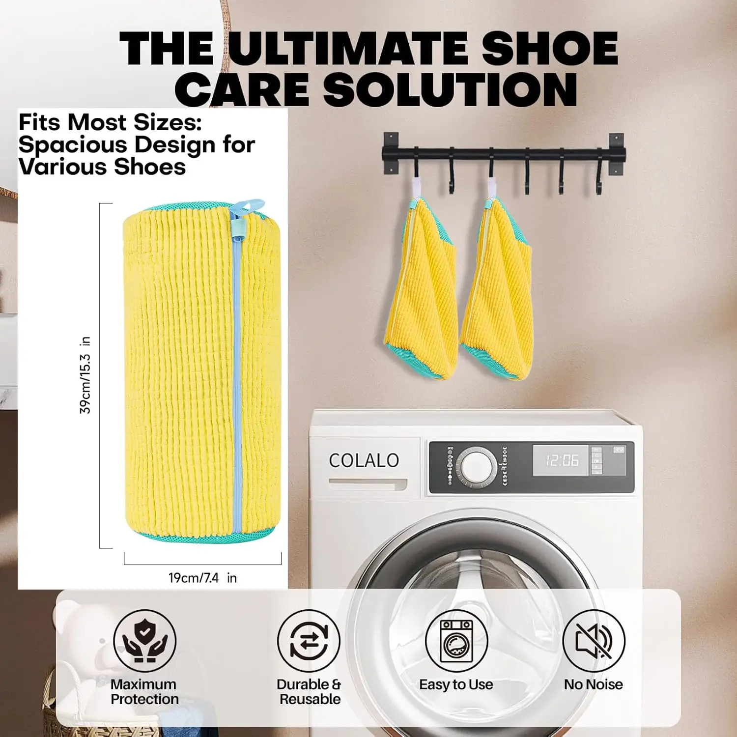 Reusable Laundry Shoes Bag Durable Shoe Cleaning Bags for All Shoe Types and Sizes Washing Shoes Bag for Sneakers, Casual Shoes