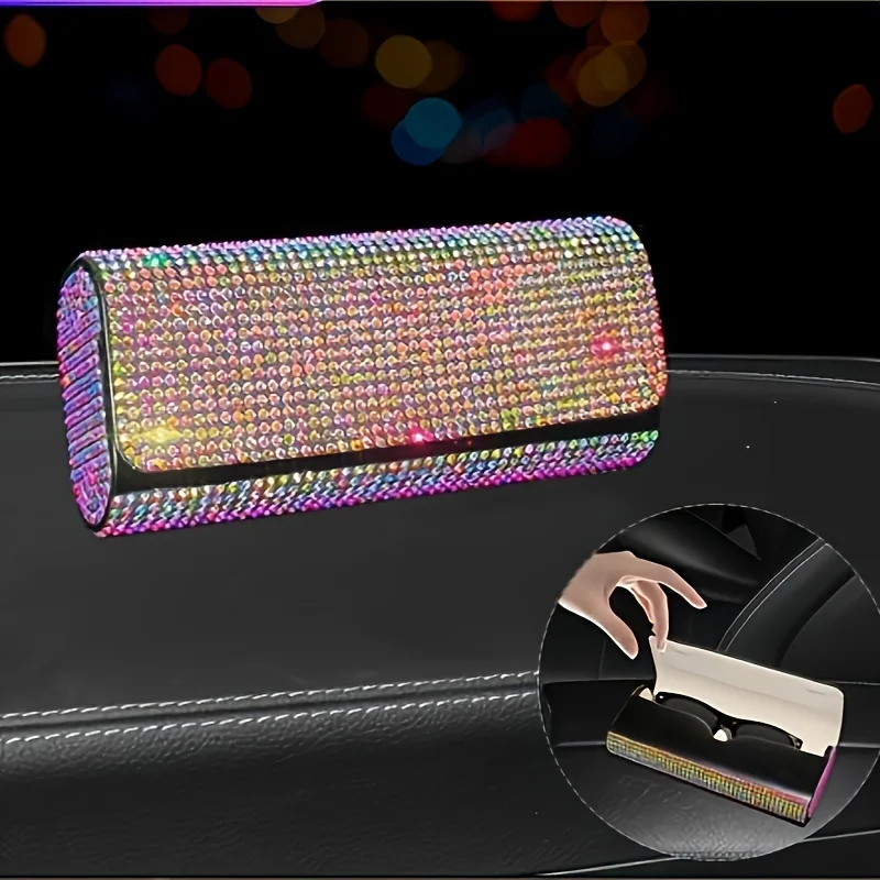 A glittering rhinestone glasses case, a decorative reading glasses case, an eye glasses storage box