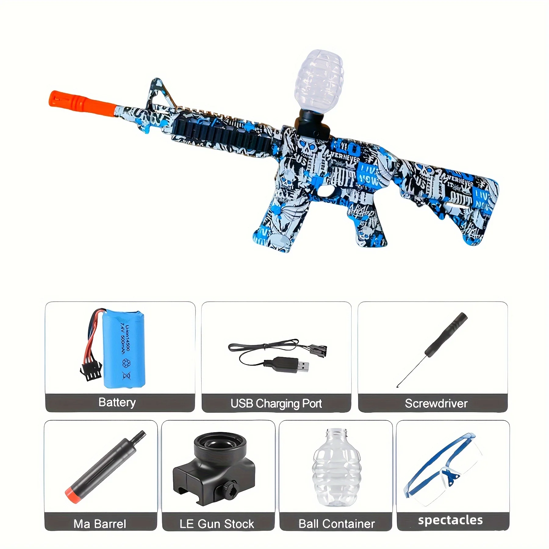 전기 볼 블래스터, 오르비즈 건 고성능 볼 블래스터 건 멋진 장난감 총, 충전식 스플래터 볼 장난감 (야외용)