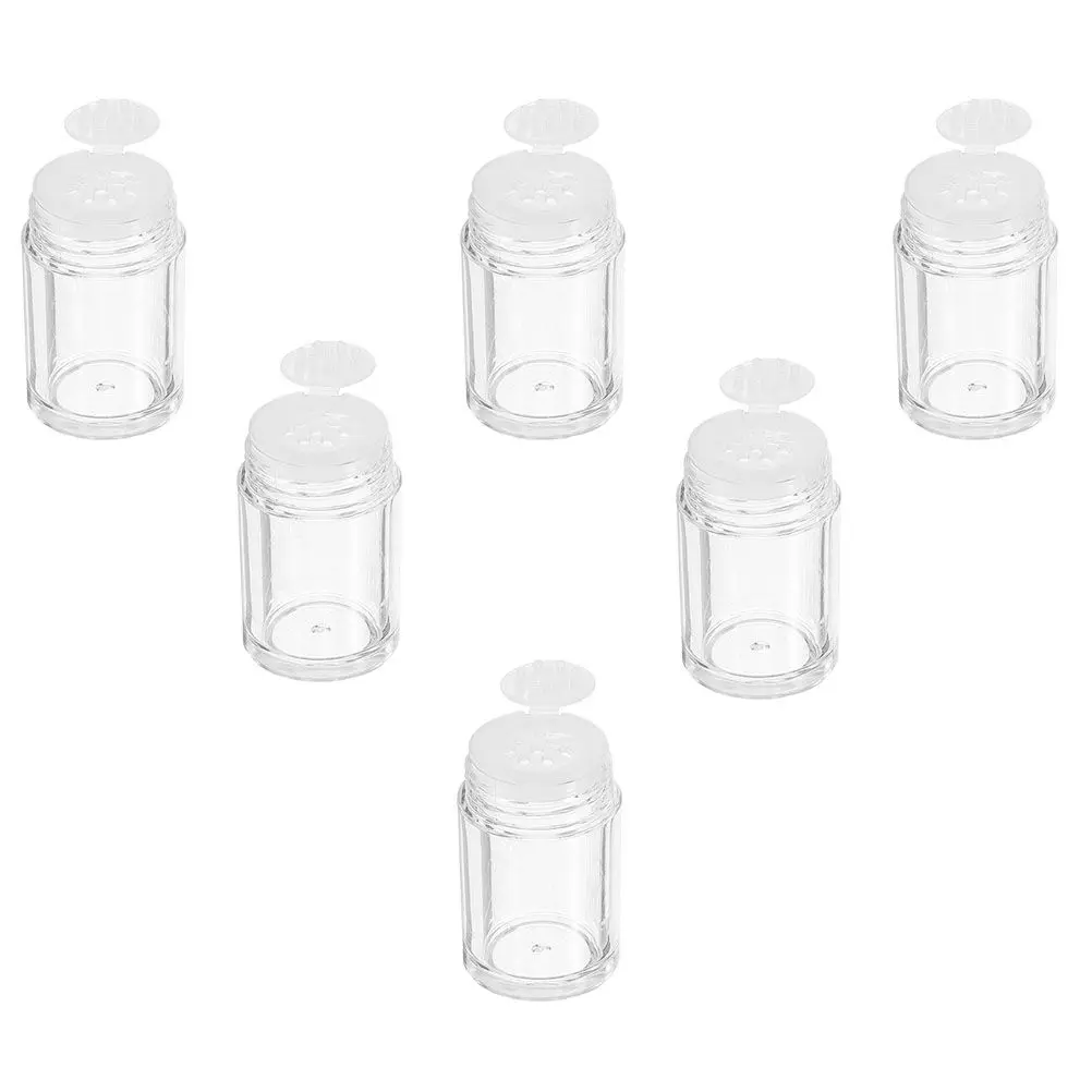6 Pcs 10ml Mini Loose Powder Bottles Travel Glitter Containers Plastic Packaging Open Hole Design Fit For Makeup
