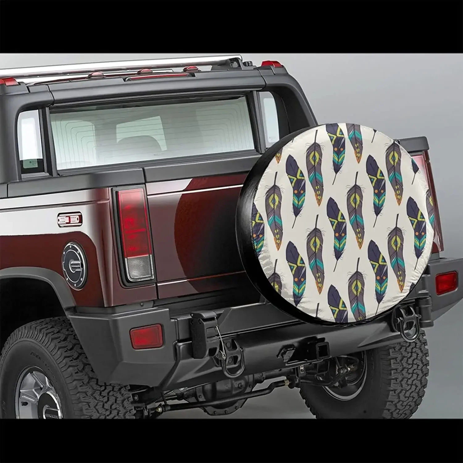 Colorful Peacock Feather Spare Tire Cover Waterproof Dust-Proof Wheel Protectors Universal for Trailer,,SUV,RV and M