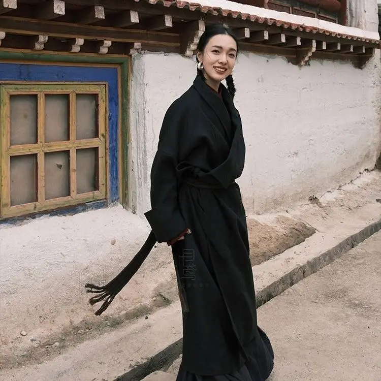 Trip Shoot Women's Black Tibetan Robe Daily Costumes Autumn Clothing