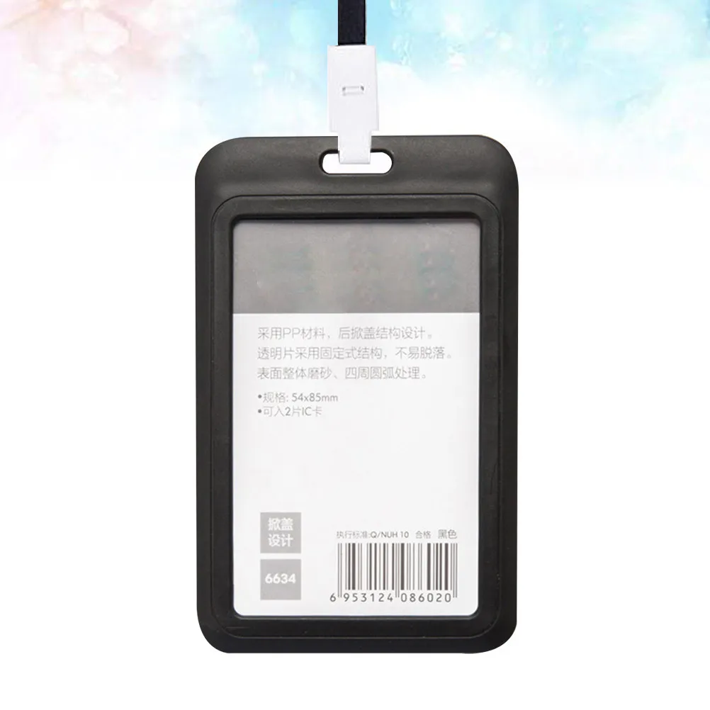 3Pcs Professional Id Cover Black Work Credentials Holder Employee Badge Protector Bus Card Wallet with Strap Work Cover