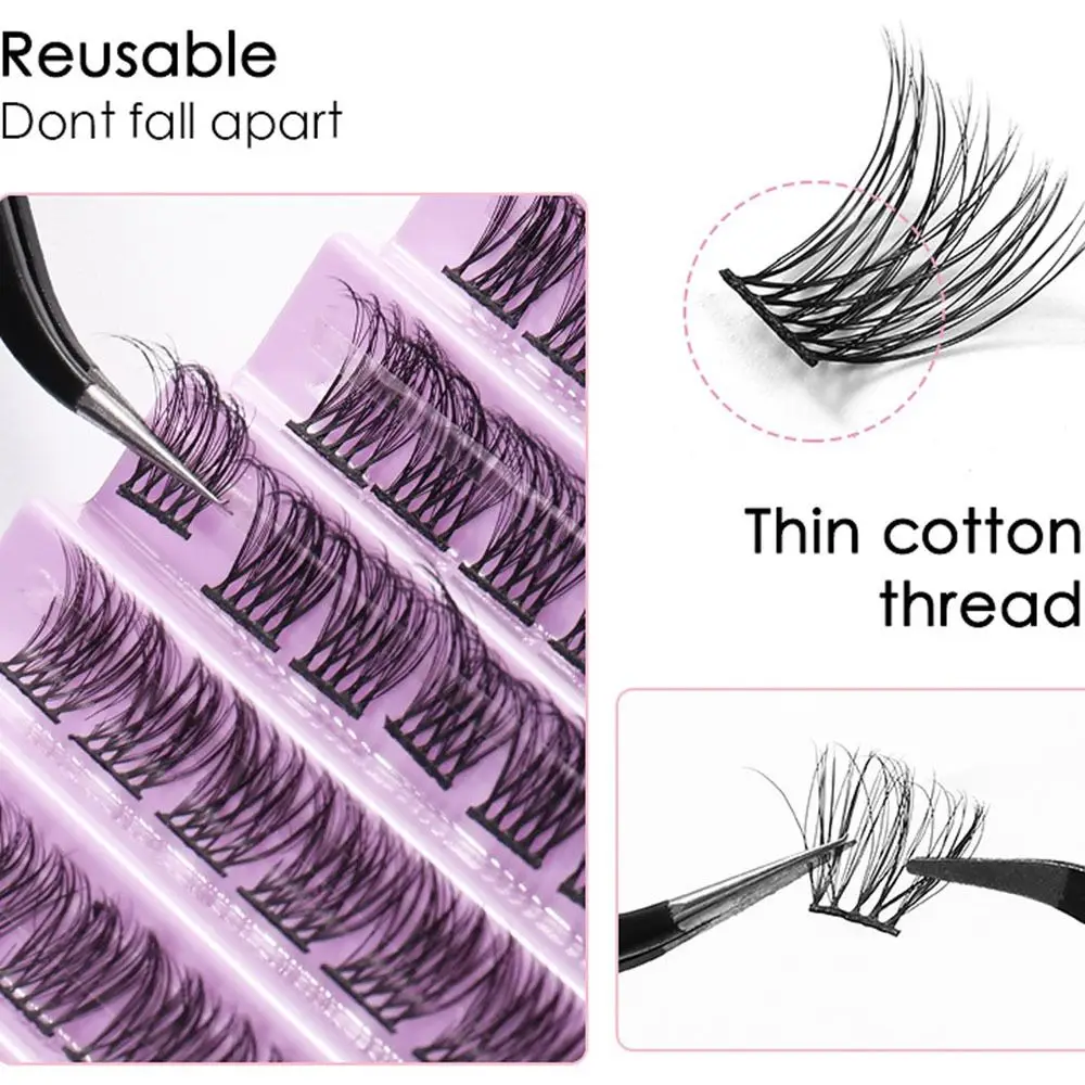 10 Rows Cluster Eyelash Set with Lash Bond and Brush Natural Cluster Lashes Hypoallergenic Quick-Drying Makeup Tool