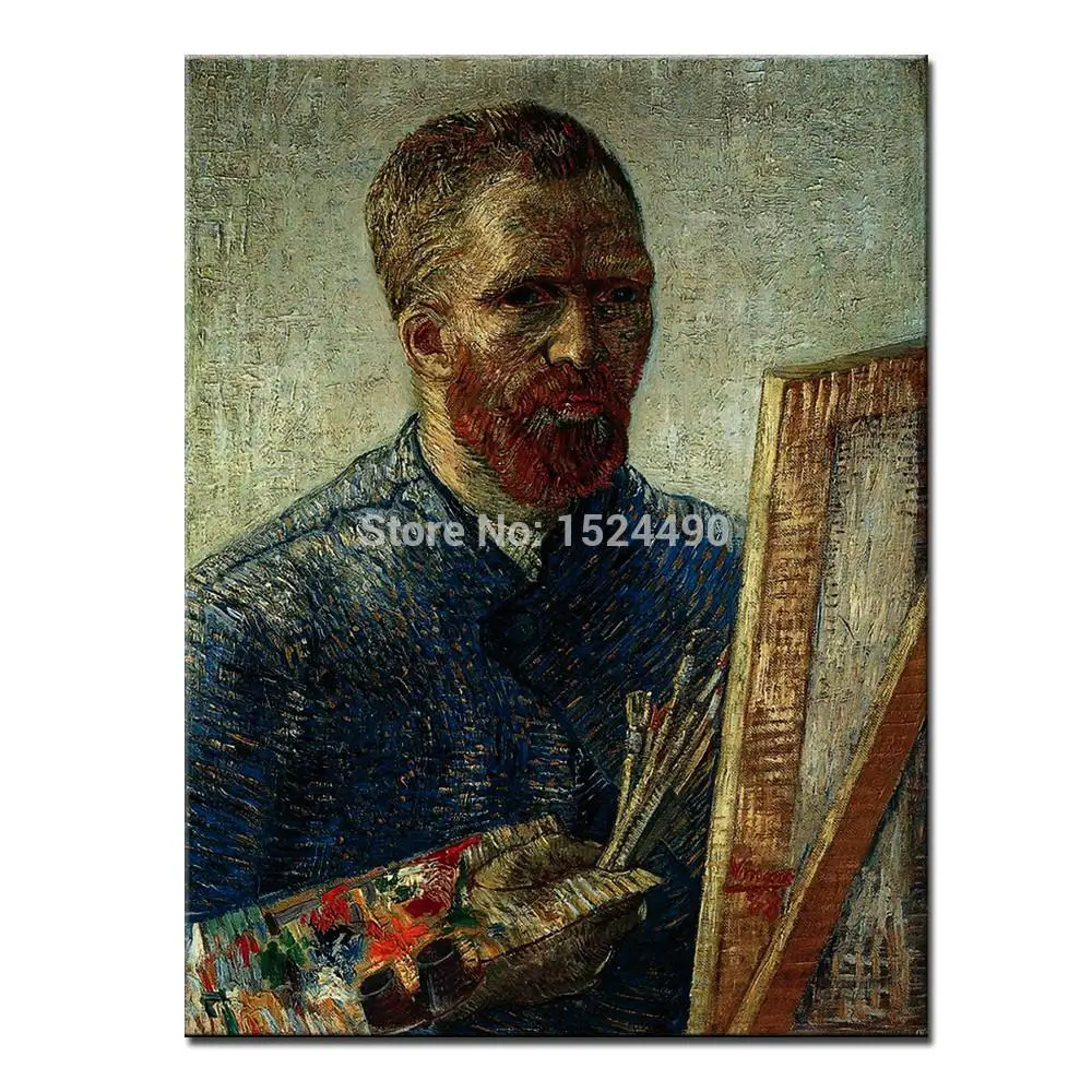 Mintura Handpainted Copy Self-portraits By Vincent Van Gogh Famous Oil Painting Wall Art,Picture For Living Room,Home Decoration