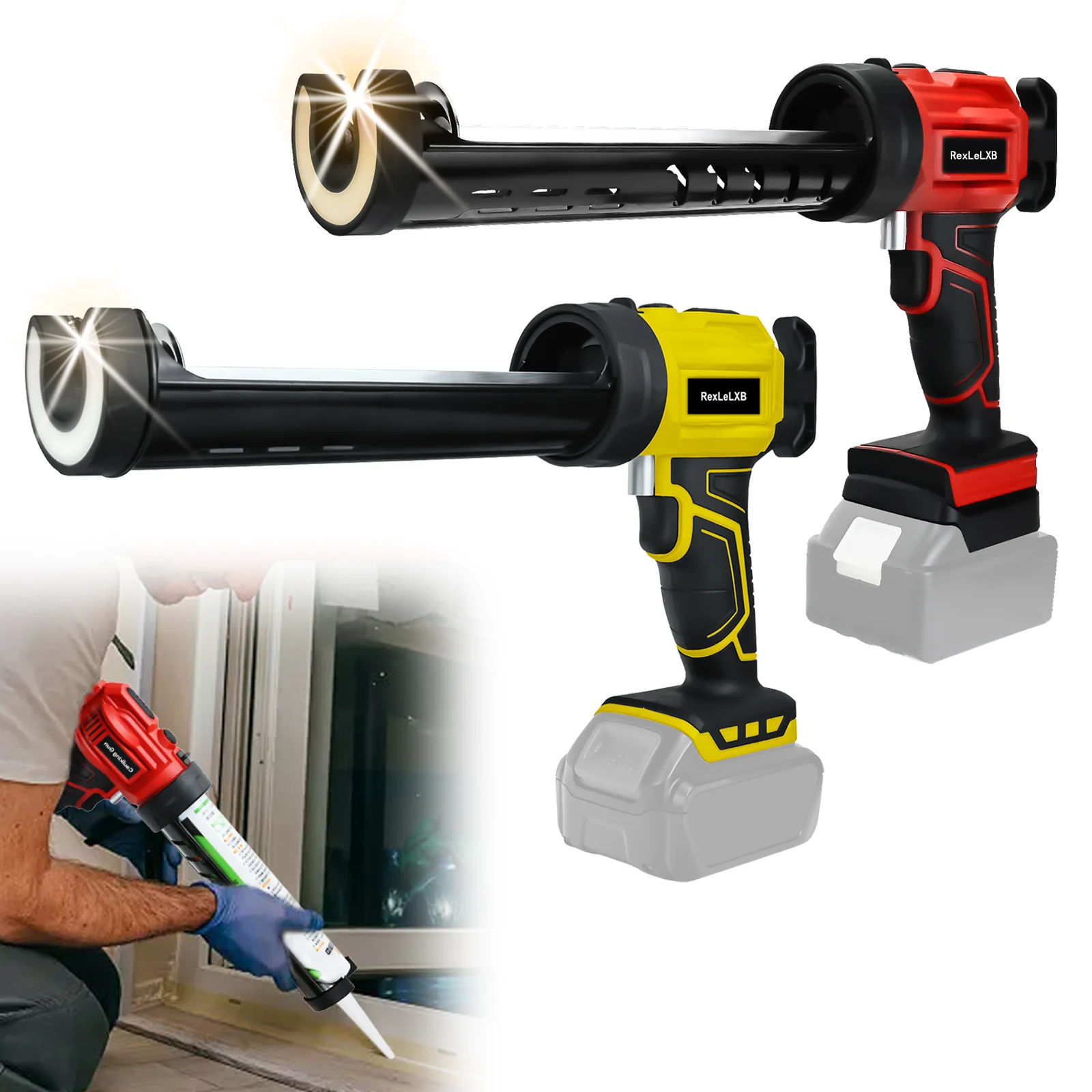 Electric Caulking Gun 4 Speeds Cordless Silicone Gun Glass Glue Gun Filling Sealing For Dewalt/Milwaukee/Makita 18V 20V Battery