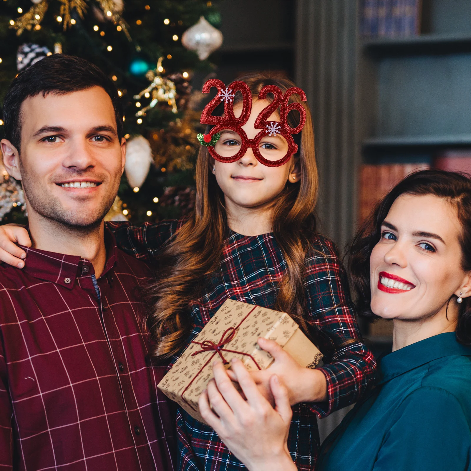 

8pcs 2026 New Year Eyeglasses Christmas Headbands Glitter Number Sunglasses Sequin Party Eyewear For Holiday Celebration