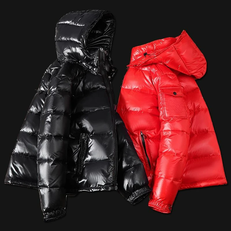 Winter New Men Down Jacket Black Glossy Men and Women Couple Plus Size Coat 2023 Hooded Thickened Down Jacket