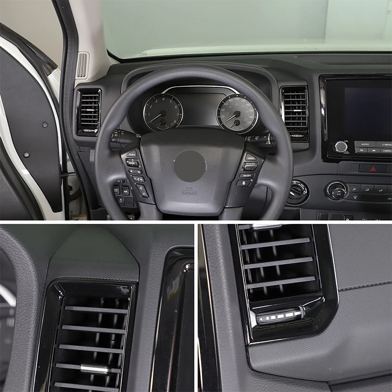 For Nissan Frontier 2022-2024 ABS Carbon Fiber Car Center Console Air Outlet Vent Fram Cover Trim Interior Car Accessories