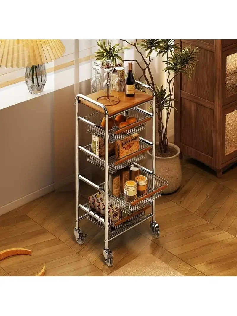 

Living Room Floor Standing Storage Ra Mobile Cart with Wheels Multi-Layer Organizer for Snas And Household Items