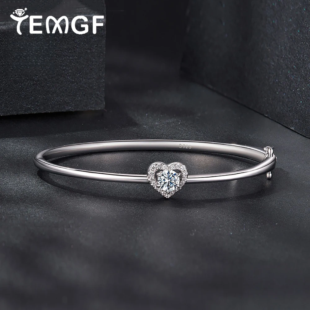 

TEMGF D Color 5mm Moissanite Bracelets GRA Certified 925 Silver Bangle for Women Wrist Wedding Fine Jewelry Couple Romantic Gift