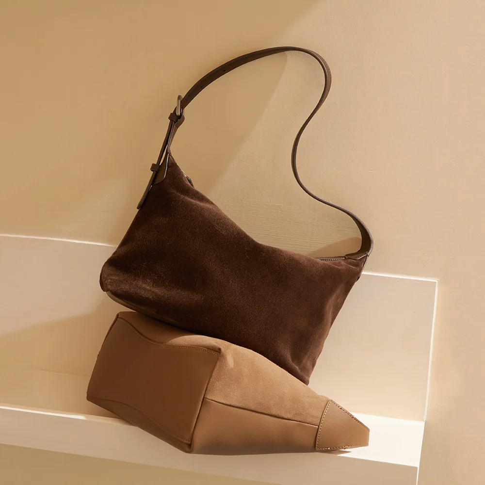 

Frosted cowhide armpit dumpling bag, genuine leather handbag, large capacity, high-end feeling, retro crossbody pillow bag